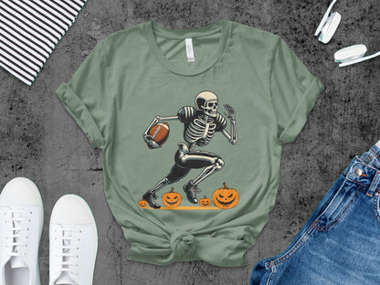 American Football Skeleton Halloween Spooky Sports Football Fan T-Shirt