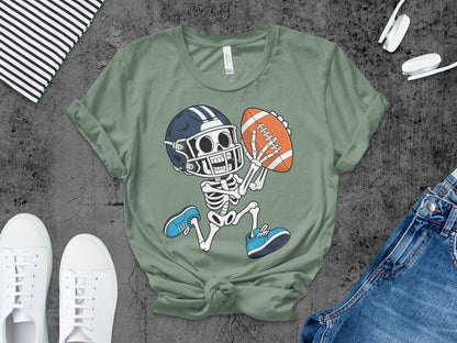 American Football Skeleton Halloween Spooky Sports Football Fan T-Shirt