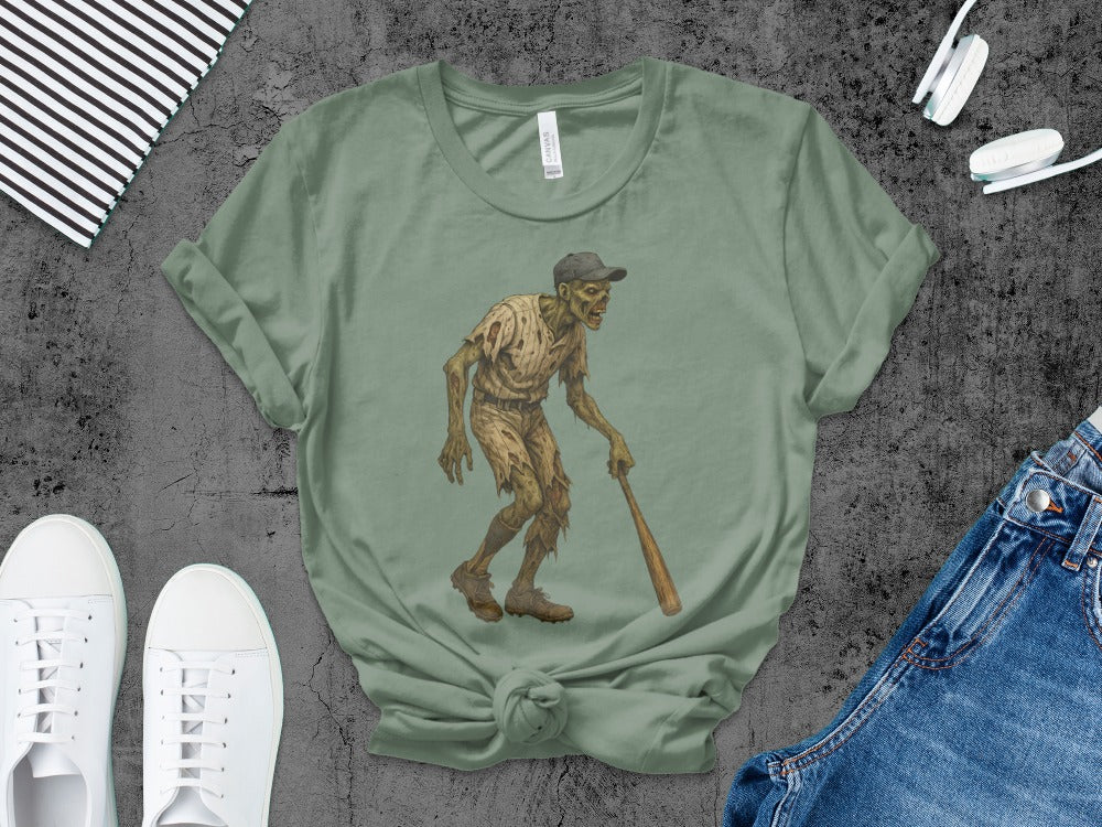 Baseball Player Halloween Pumpkin Skeleton Ghost Boo Spooky T-Shirt