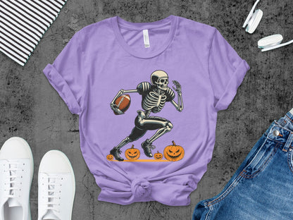 American Football Skeleton Halloween Spooky Sports Football Fan T-Shirt