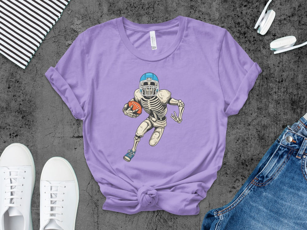 American Football Skeleton Halloween Spooky Sports Football Fan T-Shirt
