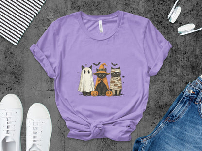 Halloween Cats Spooky Season Fall keleton Halloween Black Cat Pumpkin Ghost Spooky Season T-Shirt