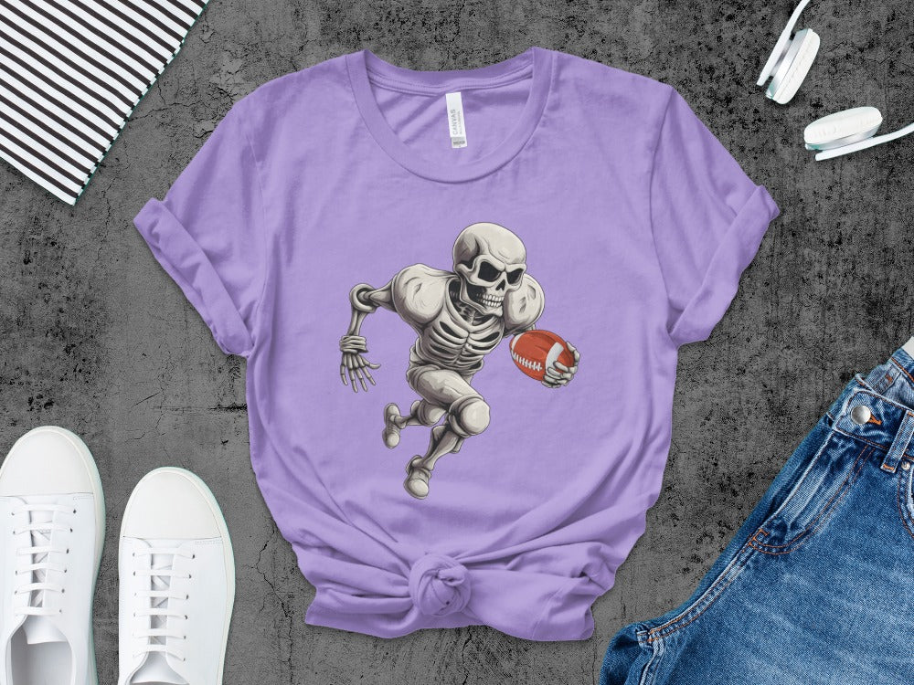 American Football Skeleton Halloween Spooky Sports Football Fan T-Shirt