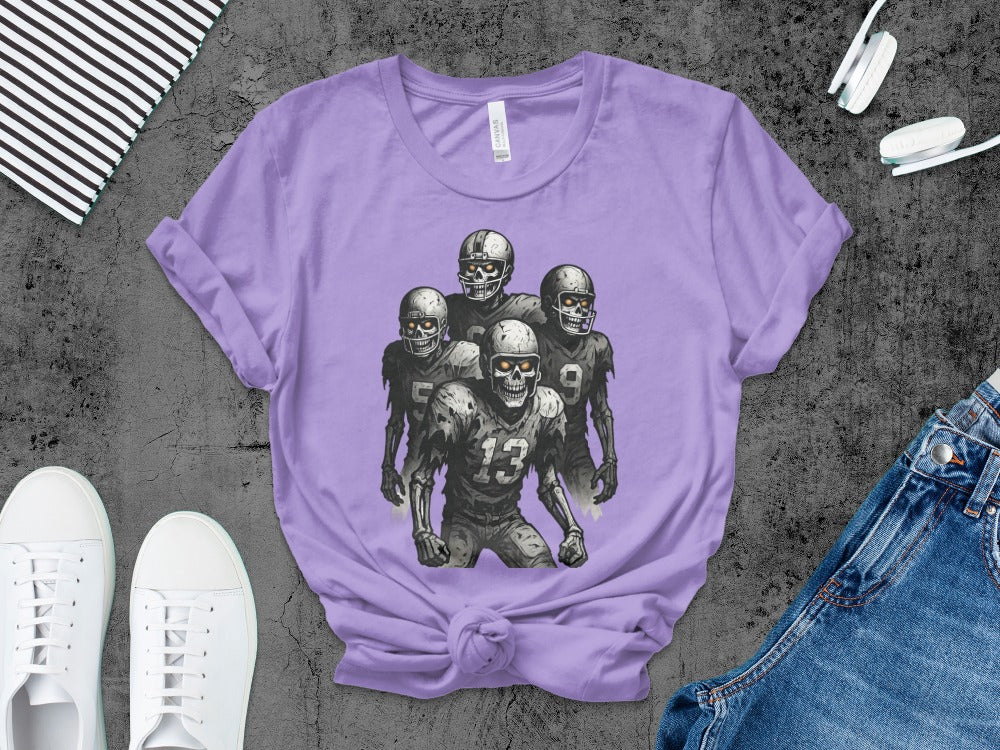 American Football Skeleton Halloween Spooky Sports Football Fan T-Shirt