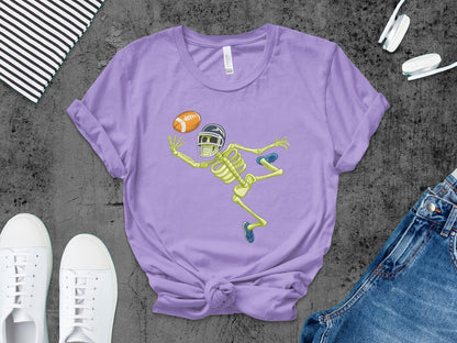 American Football Skeleton Halloween Spooky Sports Football Fan T-Shirt