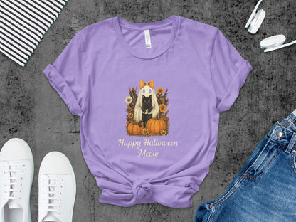 Happy Halloween Cat T-Shirt Skeleton Halloween Black Cat Pumpkin Ghost Spooky Season T-Shirt