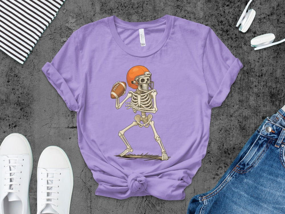 American Football Skeleton Halloween Spooky Sports Football Fan T-Shirt