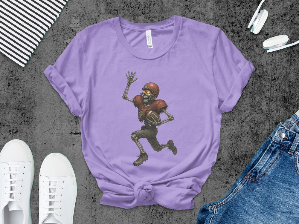 American Football Skeleton Halloween Spooky Sports Football Fan T-Shirt