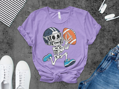 American Football Skeleton Halloween Spooky Sports Football Fan T-Shirt