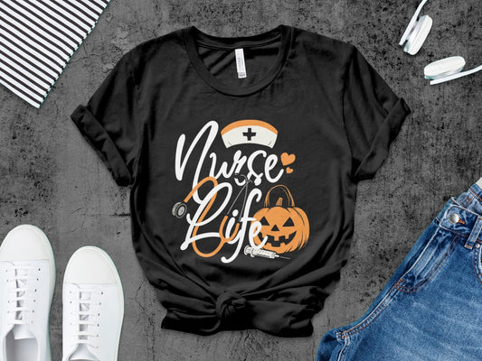 Funny Halloween Nurse Spooky Pumpkin Nursing Boo Crew T-Shirt