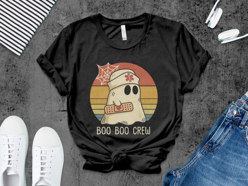 Funny Halloween Nurse Spooky Pumpkin Nursing Boo Crew T-Shirt