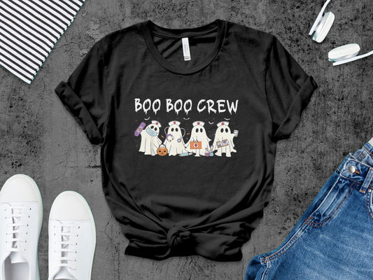 Funny Halloween Nurse Spooky Pumpkin Nursing Boo Crew T-Shirt