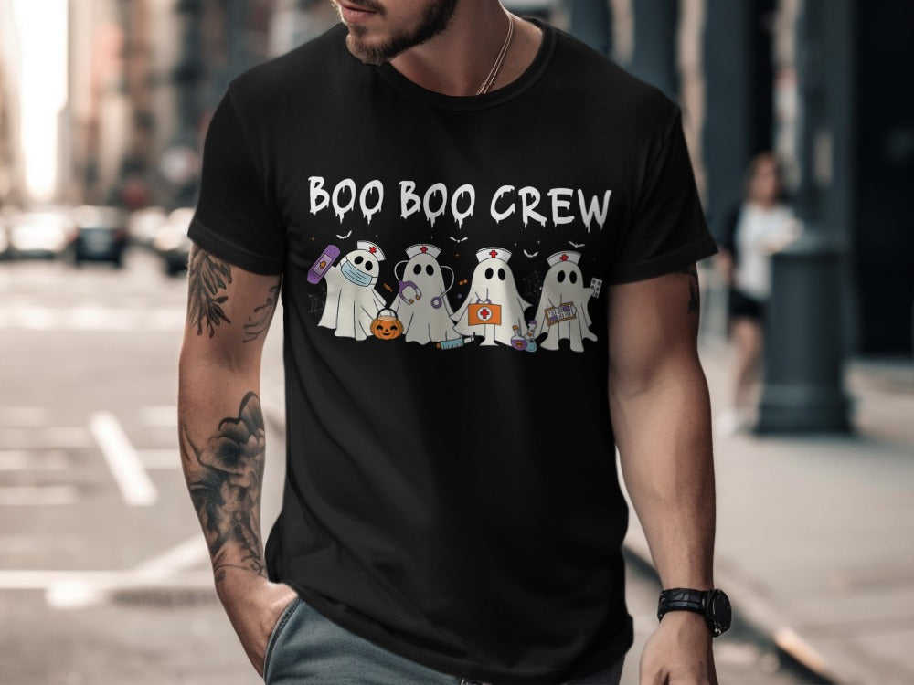 Funny Halloween Nurse Spooky Pumpkin Nursing Boo Crew T-Shirt