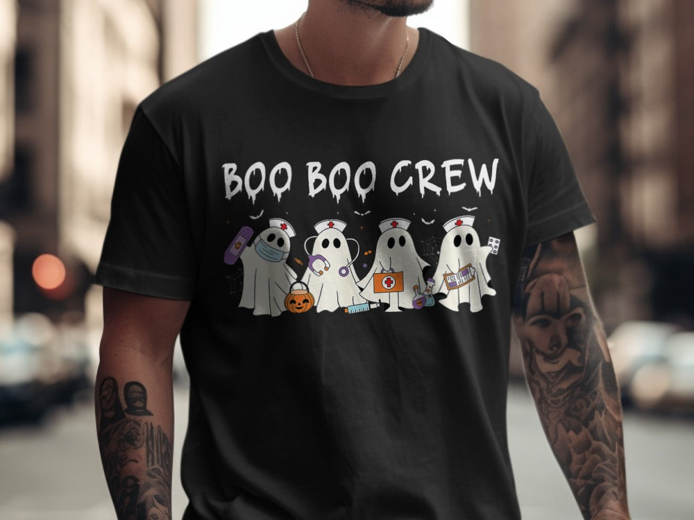 Funny Halloween Nurse Spooky Pumpkin Nursing Boo Crew T-Shirt