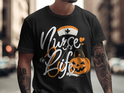 Funny Halloween Nurse Spooky Pumpkin Nursing Boo Crew T-Shirt