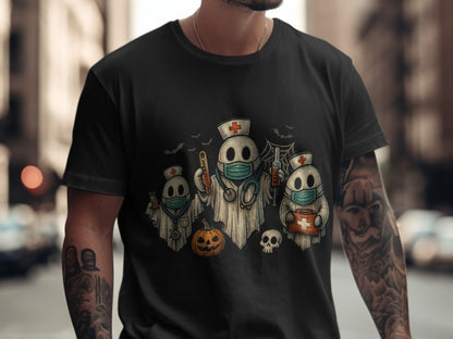 Funny Halloween Nurse Spooky Pumpkin Nursing Boo Crew T-Shirt