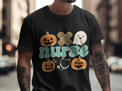 Funny Halloween Nurse Spooky Pumpkin Nursing Boo Crew T-Shirt