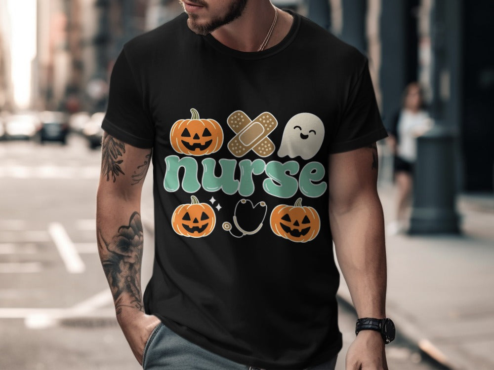 Funny Halloween Nurse Spooky Pumpkin Nursing Boo Crew T-Shirt