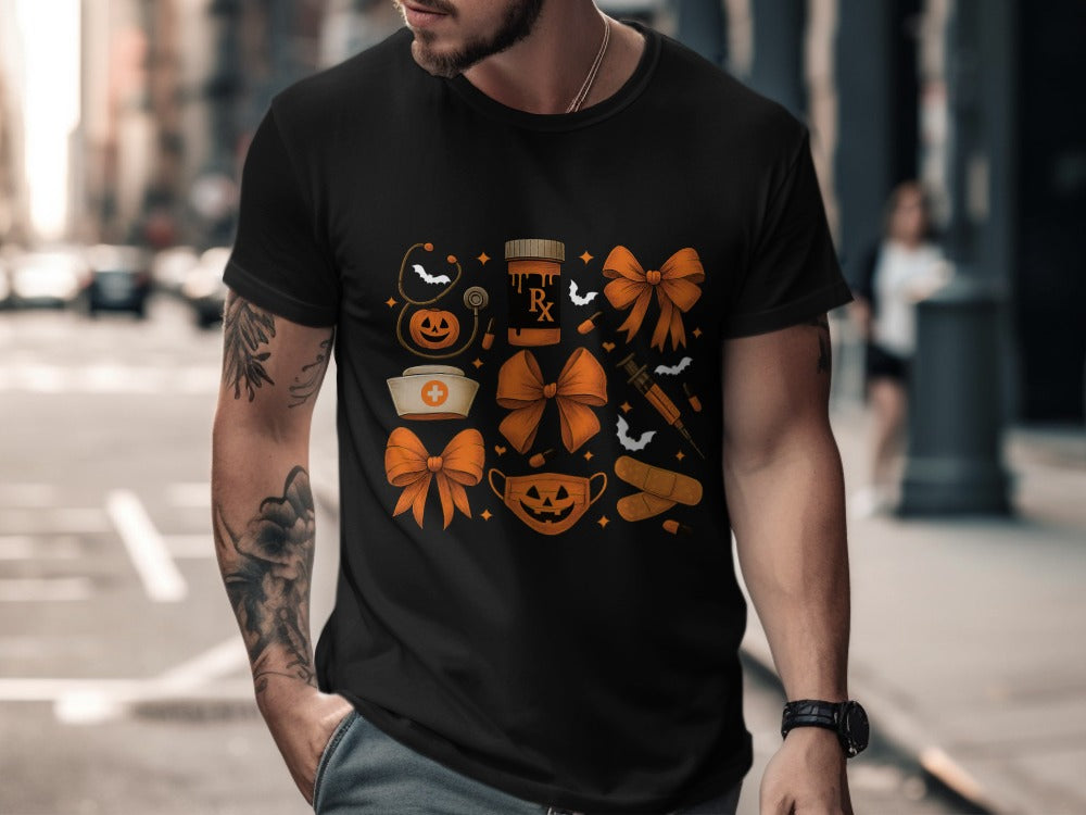 Funny Halloween Nurse Spooky Pumpkin Nursing Boo Crew T-Shirt