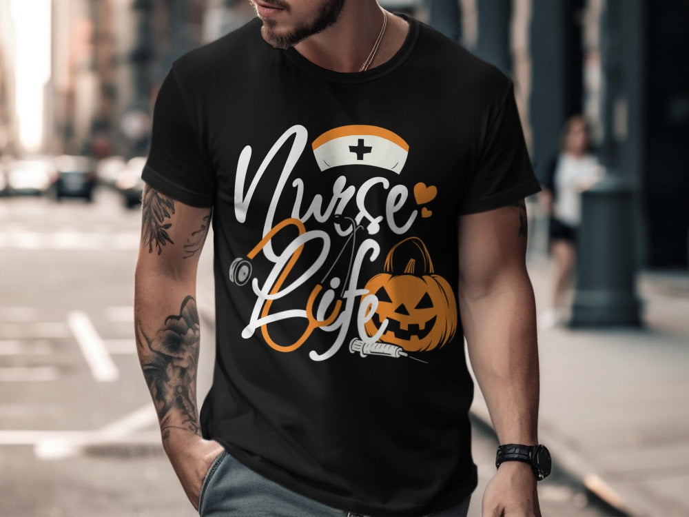 Funny Halloween Nurse Spooky Pumpkin Nursing Boo Crew T-Shirt