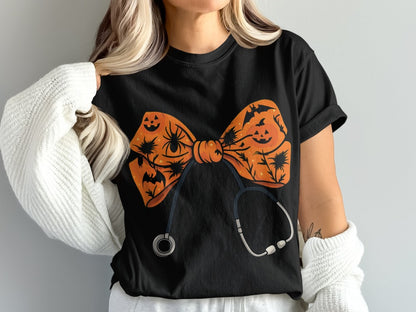 Funny Halloween Nurse Spooky Pumpkin Nursing Boo Crew T-Shirt