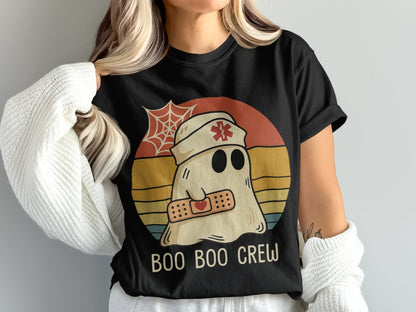 Funny Halloween Nurse Spooky Pumpkin Nursing Boo Crew T-Shirt