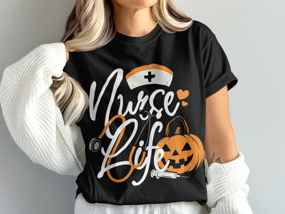 Funny Halloween Nurse Spooky Pumpkin Nursing Boo Crew T-Shirt