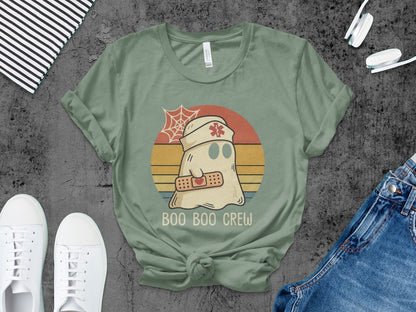Funny Halloween Nurse Spooky Pumpkin Nursing Boo Crew T-Shirt
