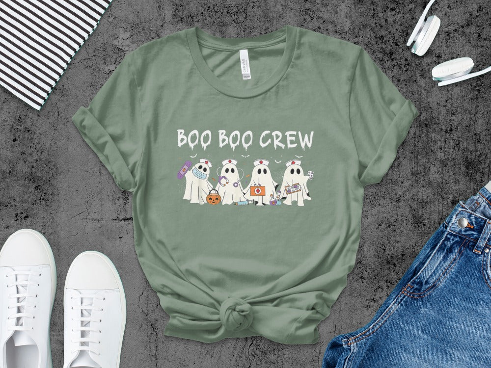 Funny Halloween Nurse Spooky Pumpkin Nursing Boo Crew T-Shirt