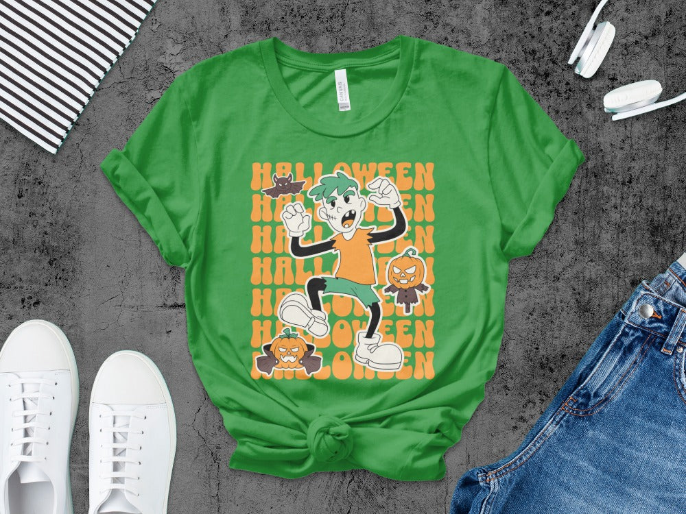 Boys Halloween skeletons Kids Pumpkin Spooky Ghost T-Shirt