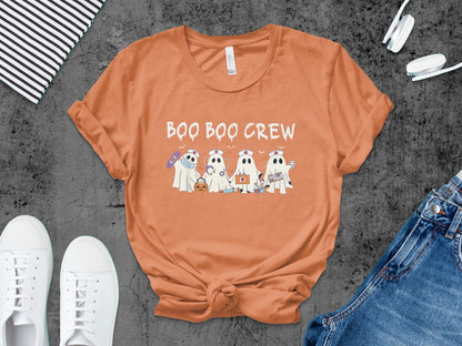 Funny Halloween Nurse Spooky Pumpkin Nursing Boo Crew T-Shirt
