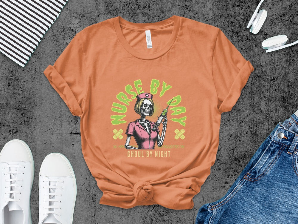 Funny Halloween Nurse Spooky Pumpkin Nursing Boo Crew T-Shirt