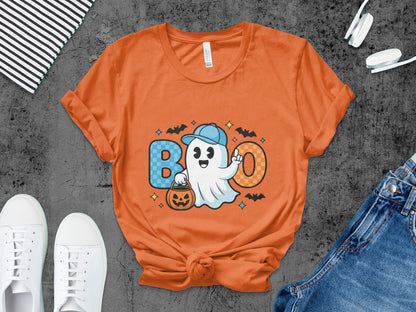 Boys And Girls Halloween skeletons Kids Pumpkin Spooky Ghost T-Shirt
