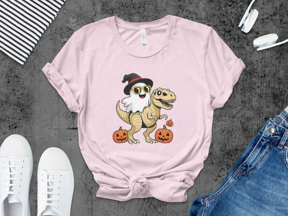 Boys And Girls Halloween skeletons Kids Pumpkin Spooky Ghost T-Shirt