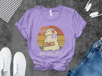 Funny Halloween Nurse Spooky Pumpkin Nursing Boo Crew T-Shirt