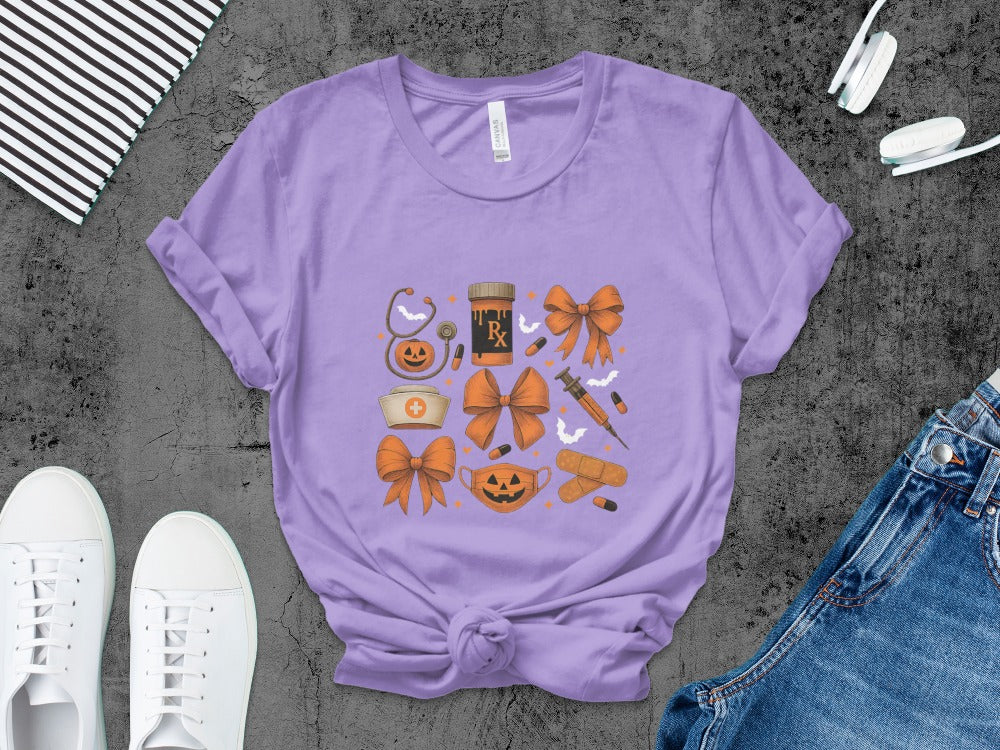 Funny Halloween Nurse Spooky Pumpkin Nursing Boo Crew T-Shirt