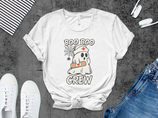 Funny Halloween Nurse Spooky Pumpkin Nursing Boo Crew T-Shirt