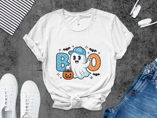 Boys And Girls Halloween skeletons Kids Pumpkin Spooky Ghost T-Shirt