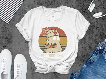 Funny Halloween Nurse Spooky Pumpkin Nursing Boo Crew T-Shirt