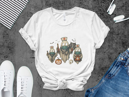 Funny Halloween Nurse Spooky Pumpkin Nursing Boo Crew T-Shirt